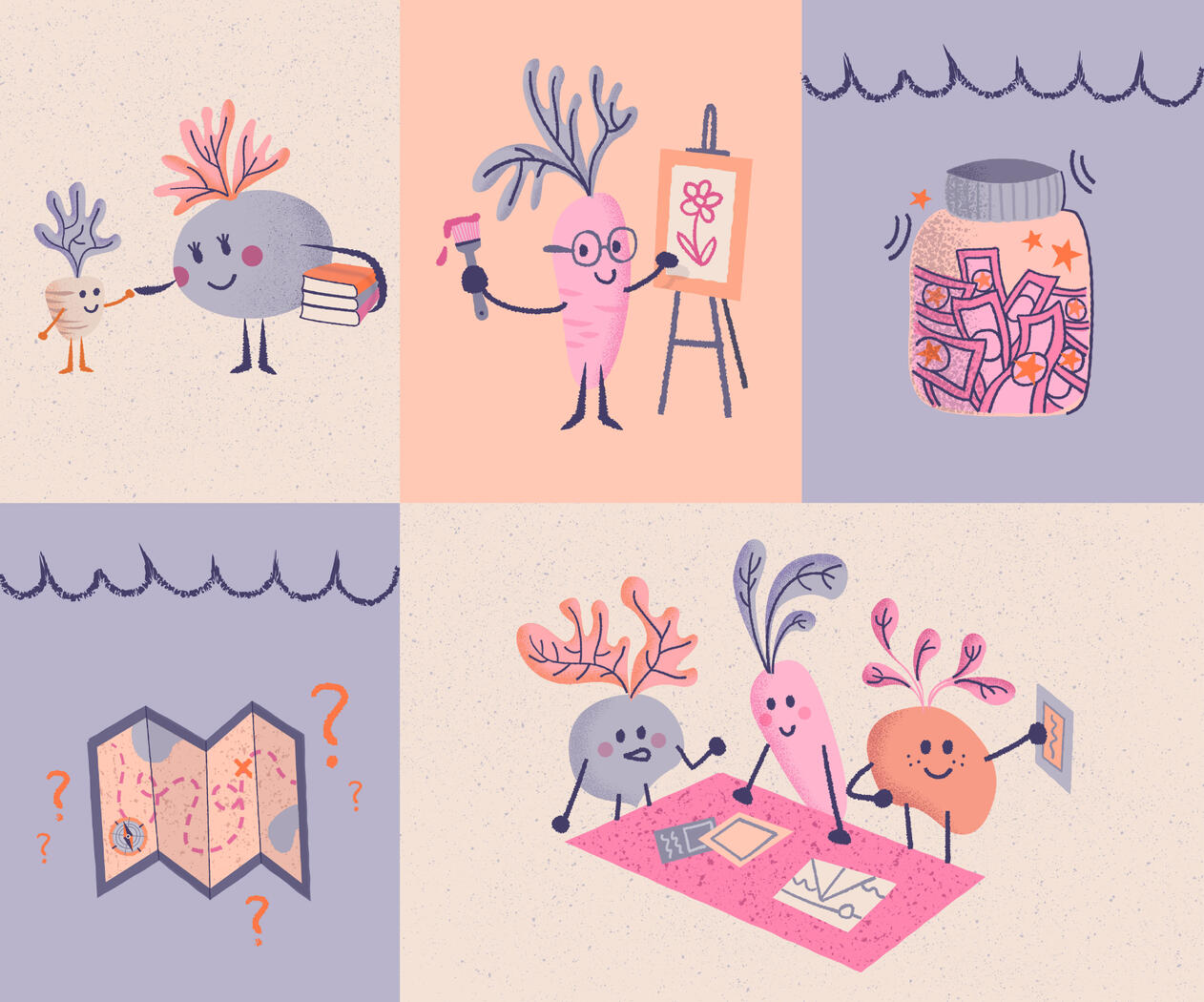 Brand Character Illustrations for Radish House Studio